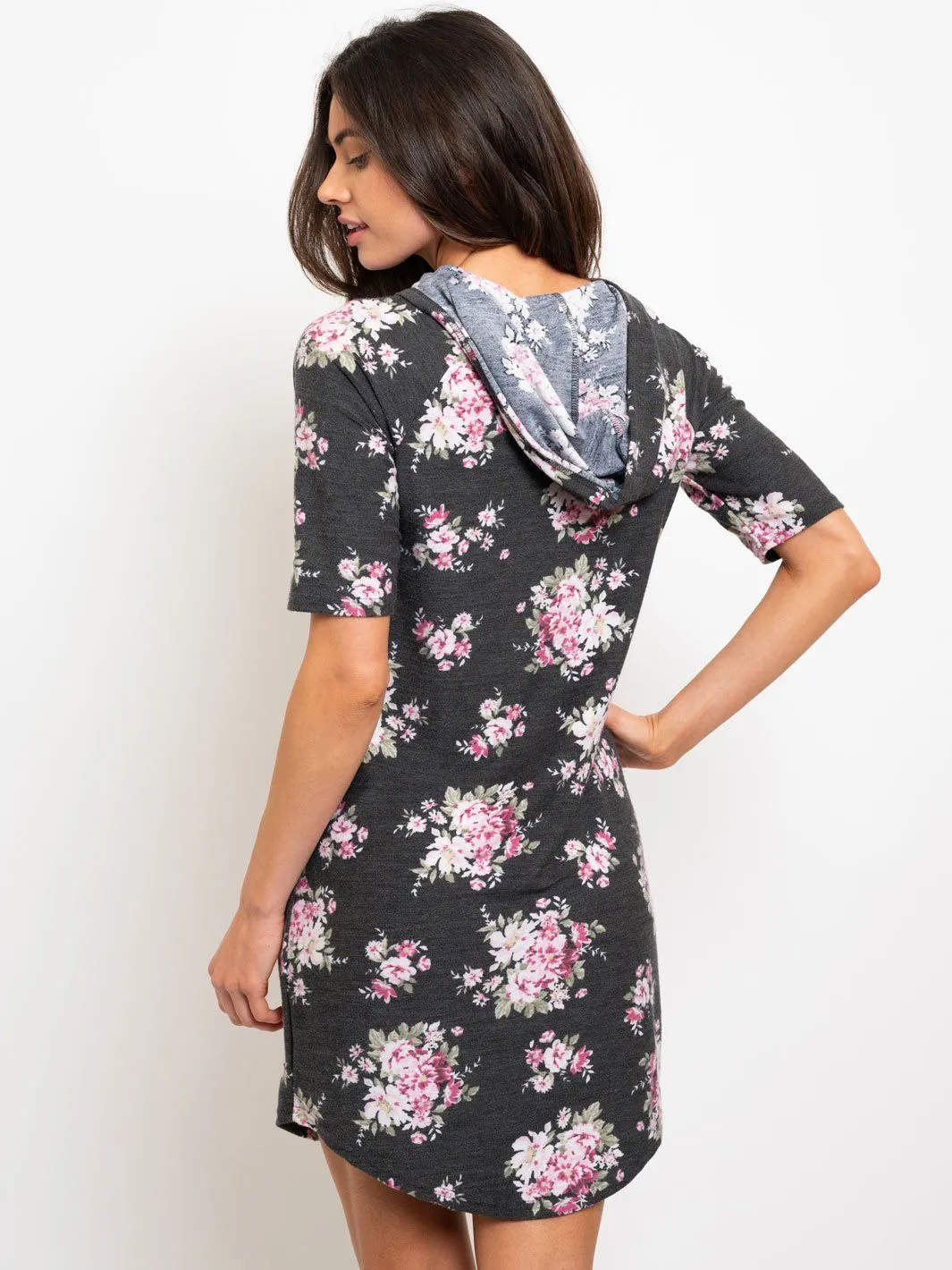 WOMEN'S FLORAL HOODED LACE UP DRESS