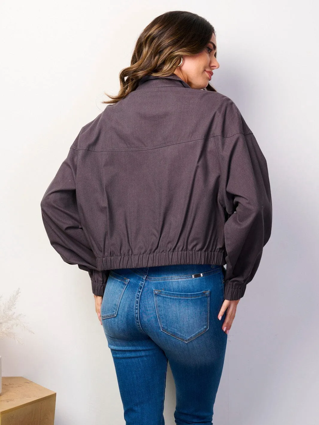 WOMEN'S LONG SLEEVE BUTTON CLOSURE POCKETS JACKET