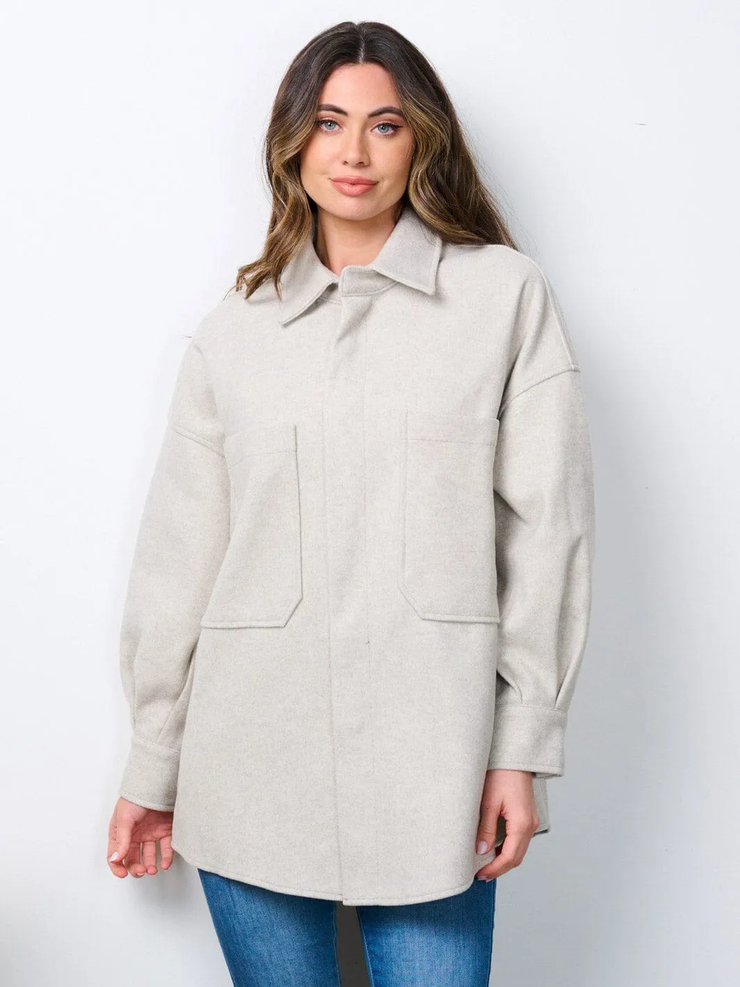 WOMEN'S LONG SLEEVE BUTTON CLOSURE POCKETS JACKET