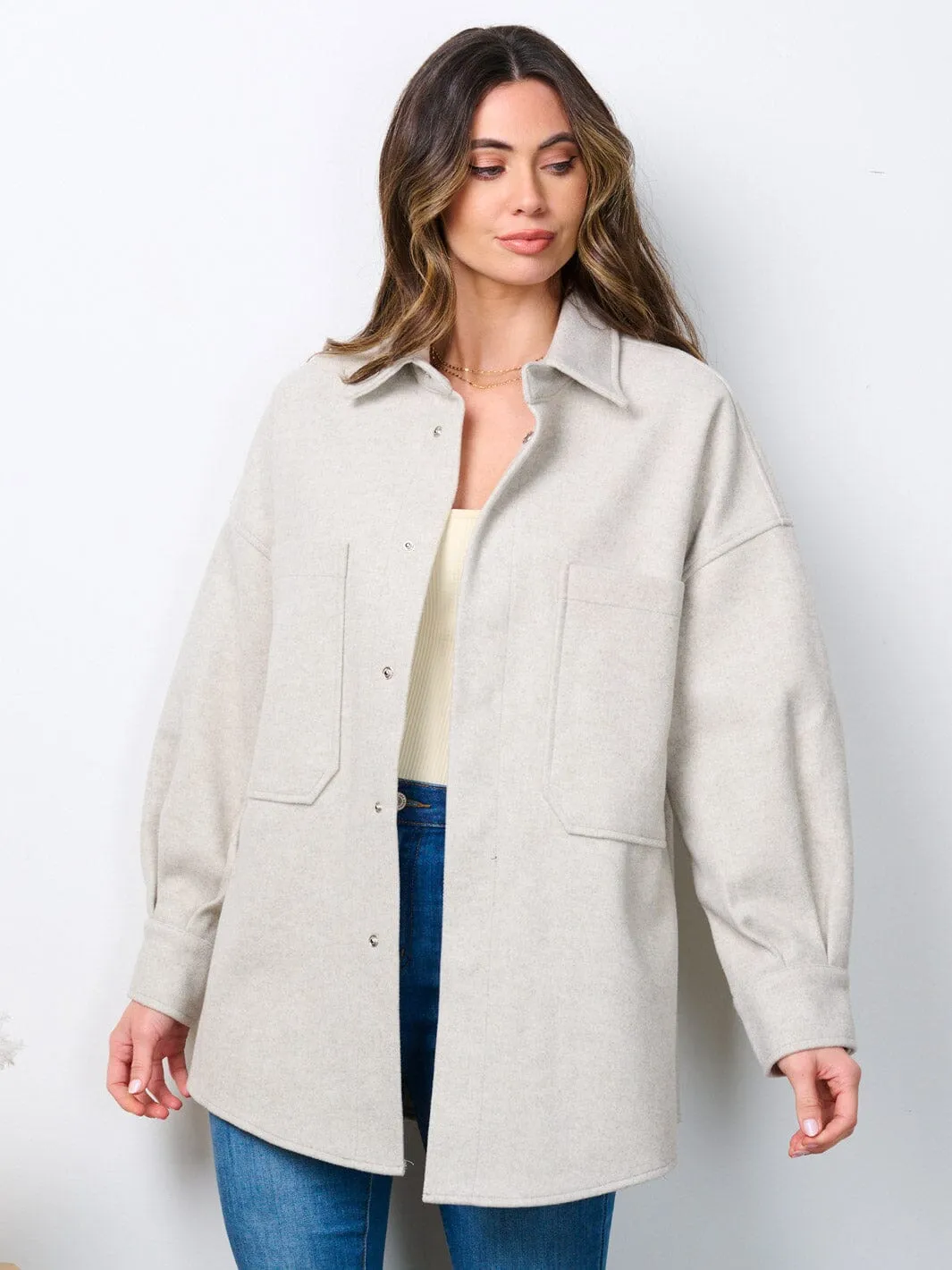 WOMEN'S LONG SLEEVE BUTTON CLOSURE POCKETS JACKET