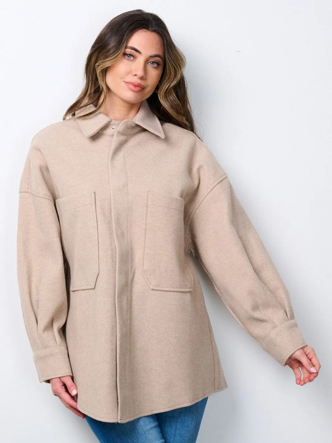 WOMEN'S LONG SLEEVE BUTTON CLOSURE POCKETS JACKET
