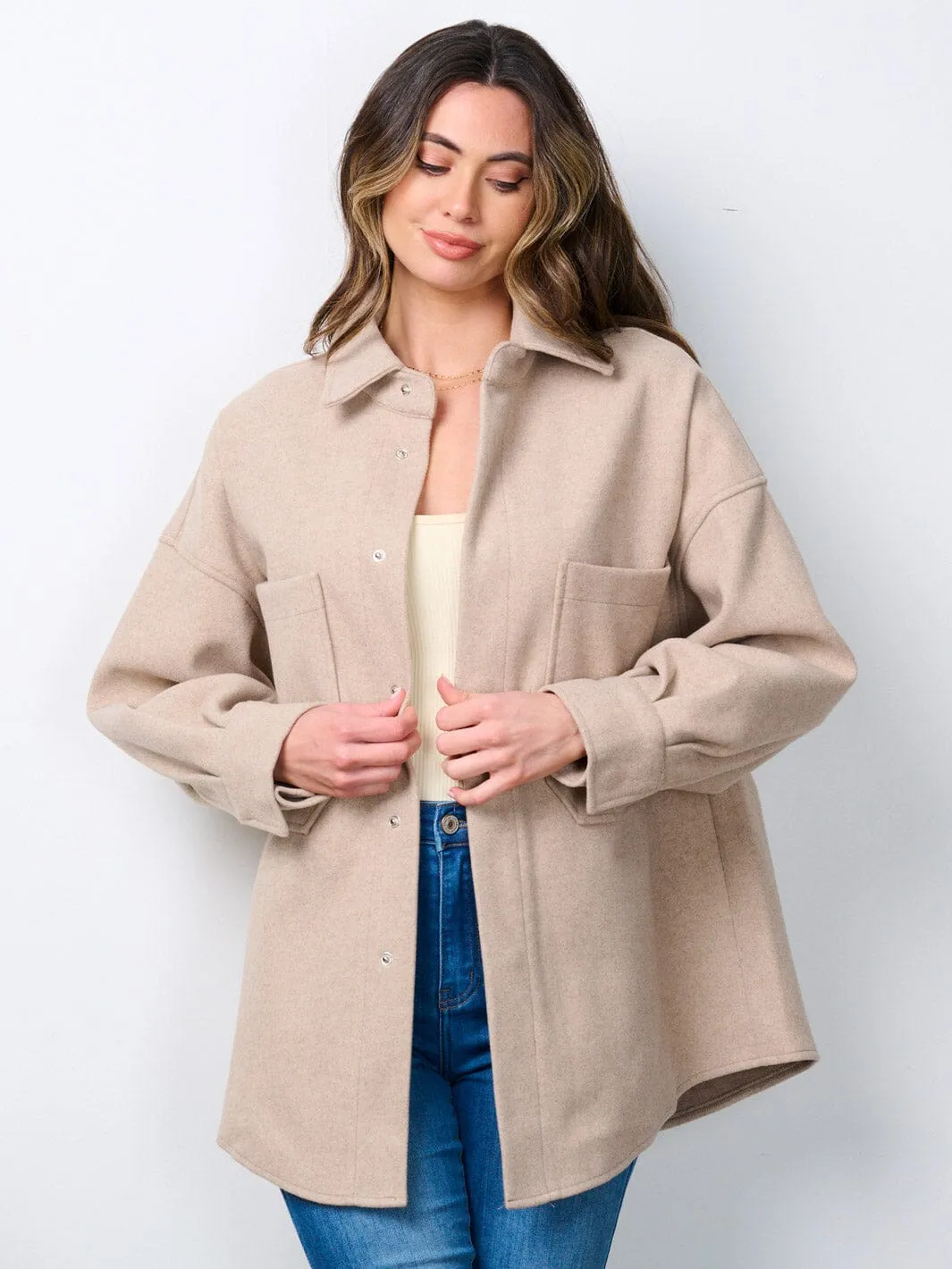 WOMEN'S LONG SLEEVE BUTTON CLOSURE POCKETS JACKET