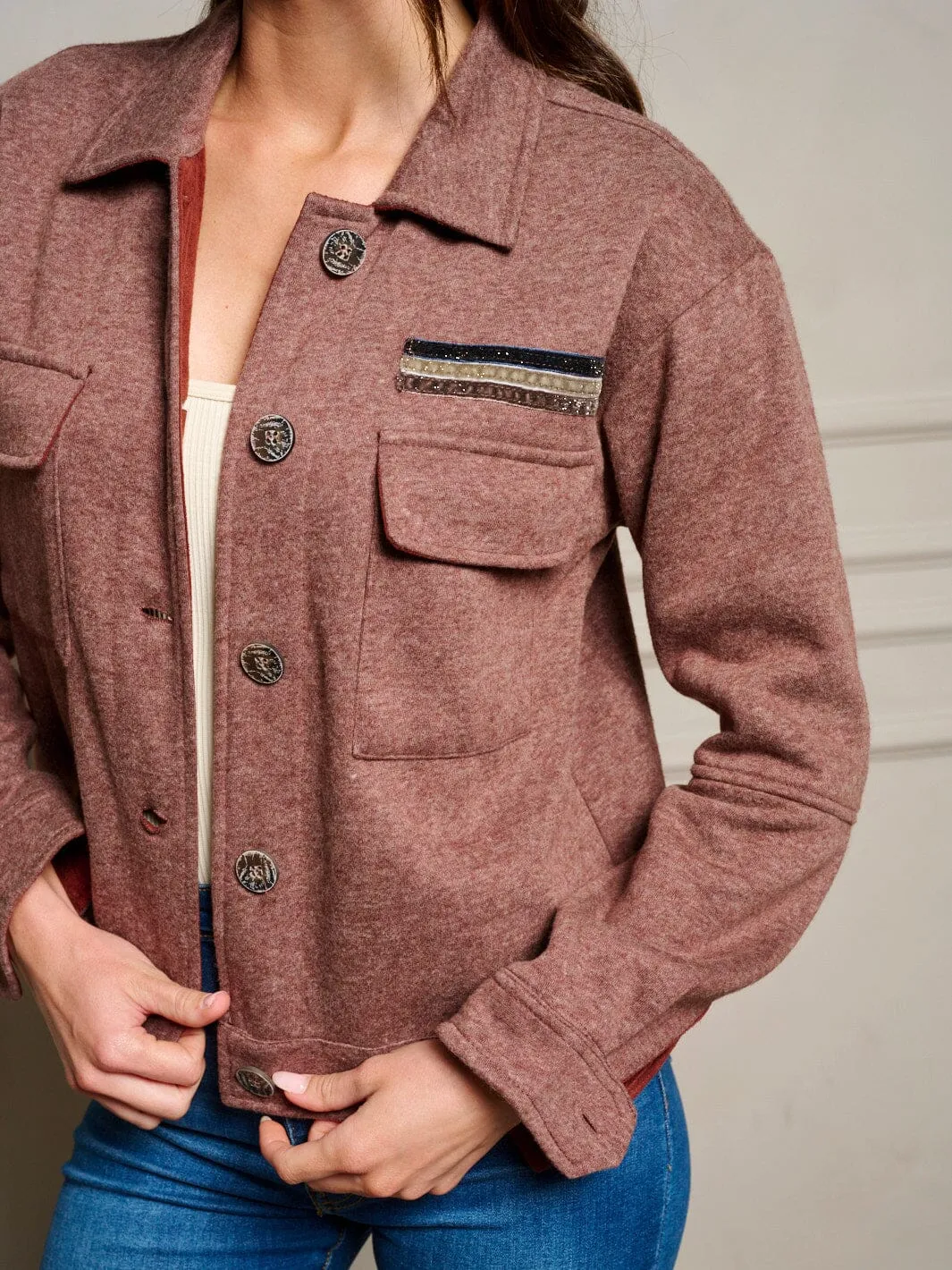 WOMEN'S LONG SLEEVE BUTTON UP POCKETS JACKET