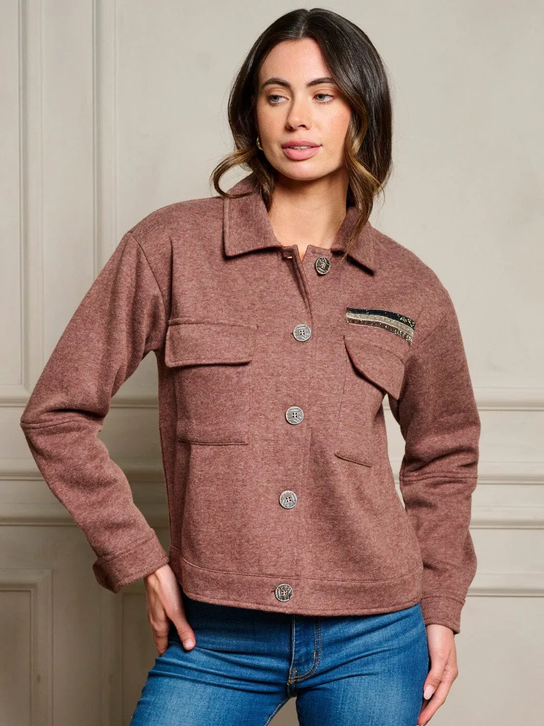 WOMEN'S LONG SLEEVE BUTTON UP POCKETS JACKET
