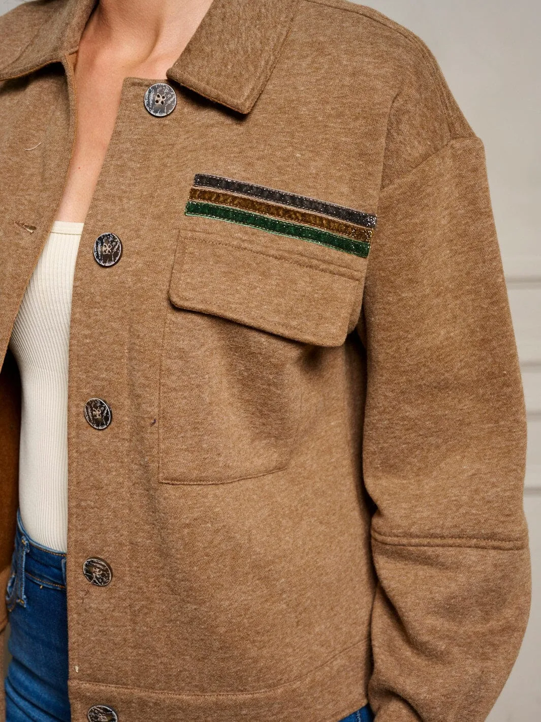 WOMEN'S LONG SLEEVE BUTTON UP POCKETS JACKET