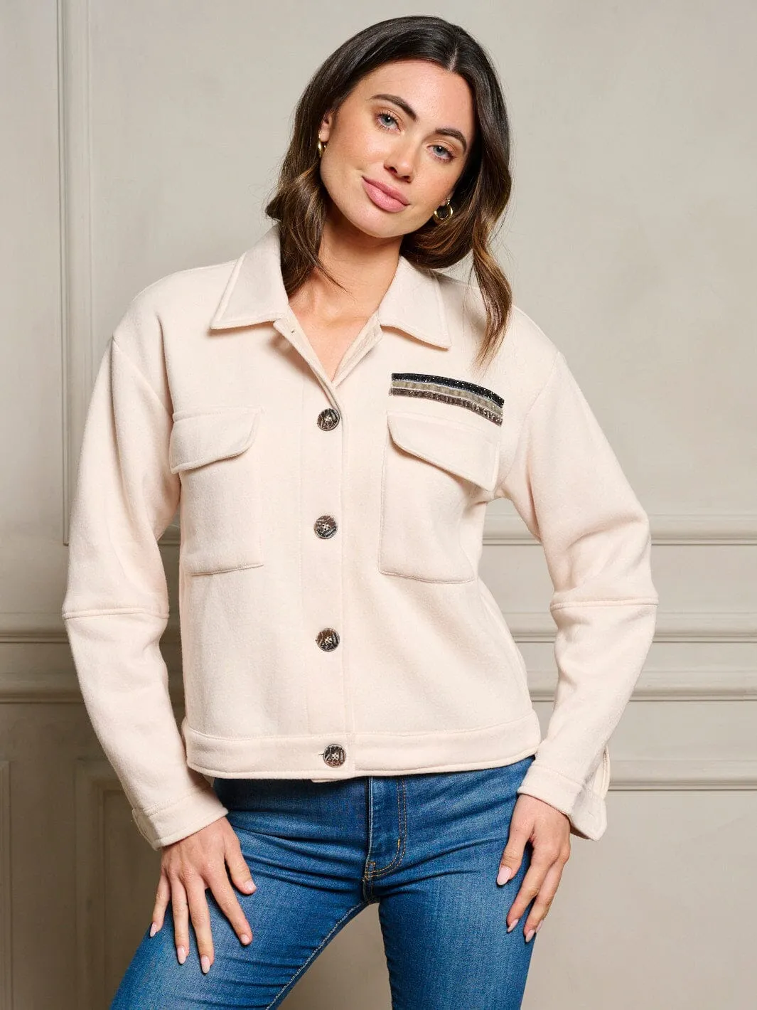 WOMEN'S LONG SLEEVE BUTTON UP POCKETS JACKET