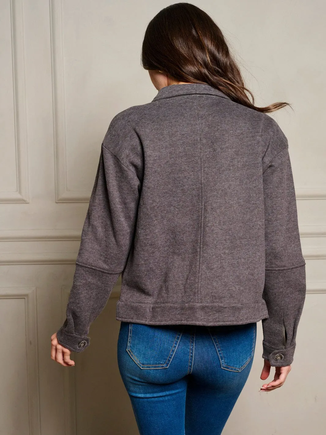 WOMEN'S LONG SLEEVE BUTTON UP POCKETS JACKET