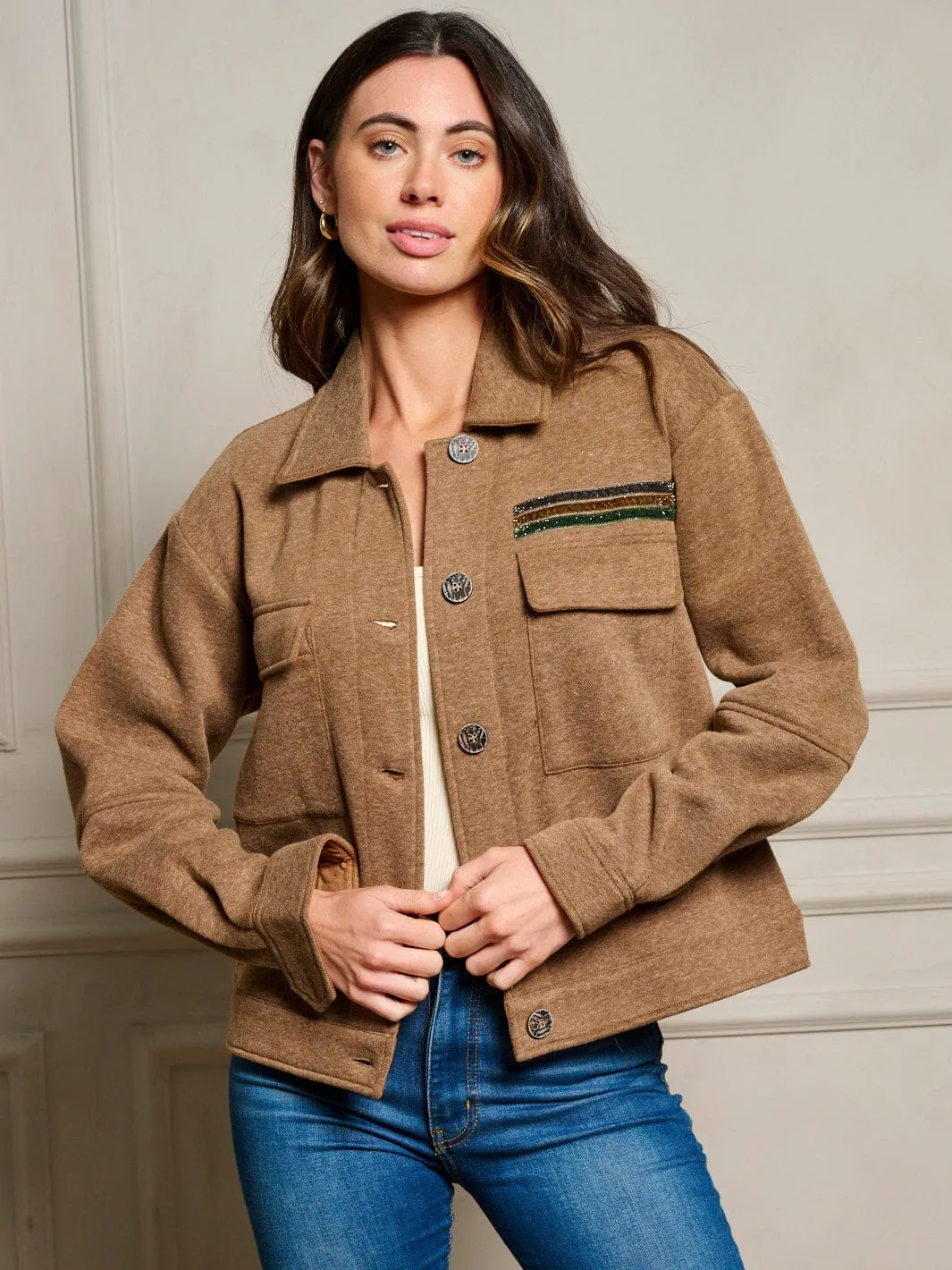 WOMEN'S LONG SLEEVE BUTTON UP POCKETS JACKET