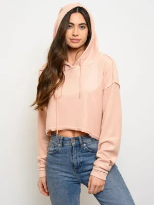 WOMEN'S LONG SLEEVE HOODIE CROP TOP