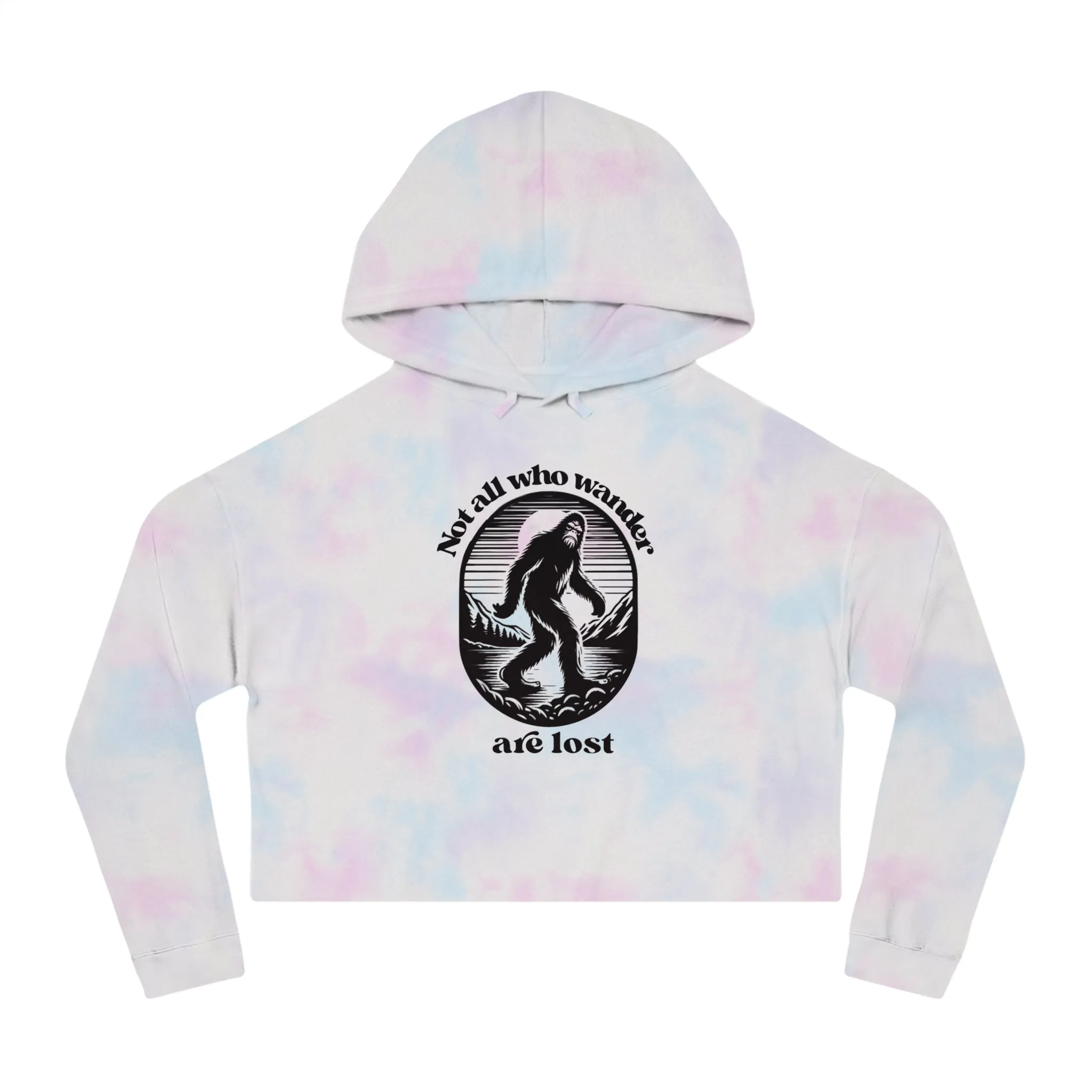 Women’s Not All Who Wander Are Lost Typographical Art Cropped Hooded Sweatshirt