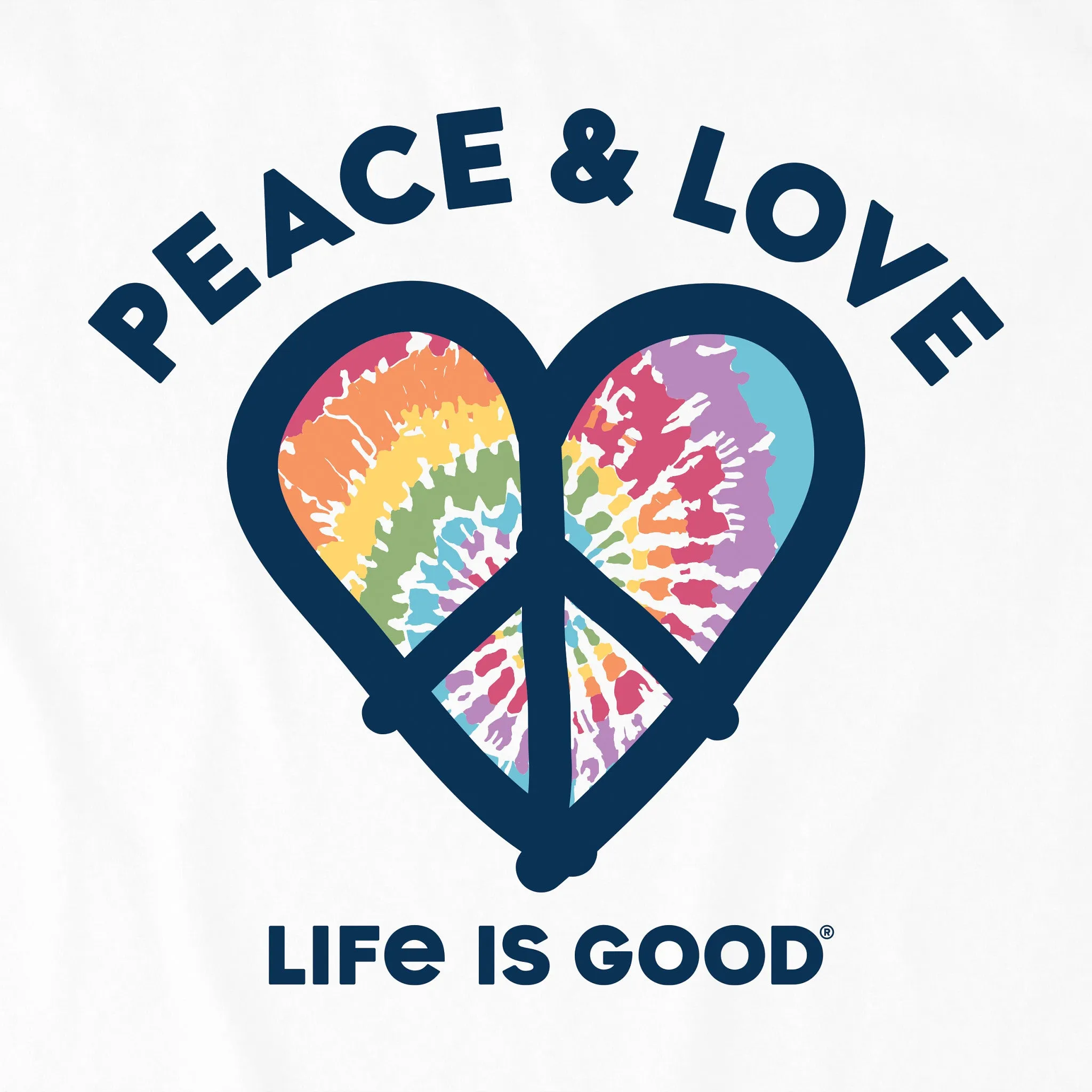 Women's Peace and Love Tie Dye Heart Short Sleeve Tee