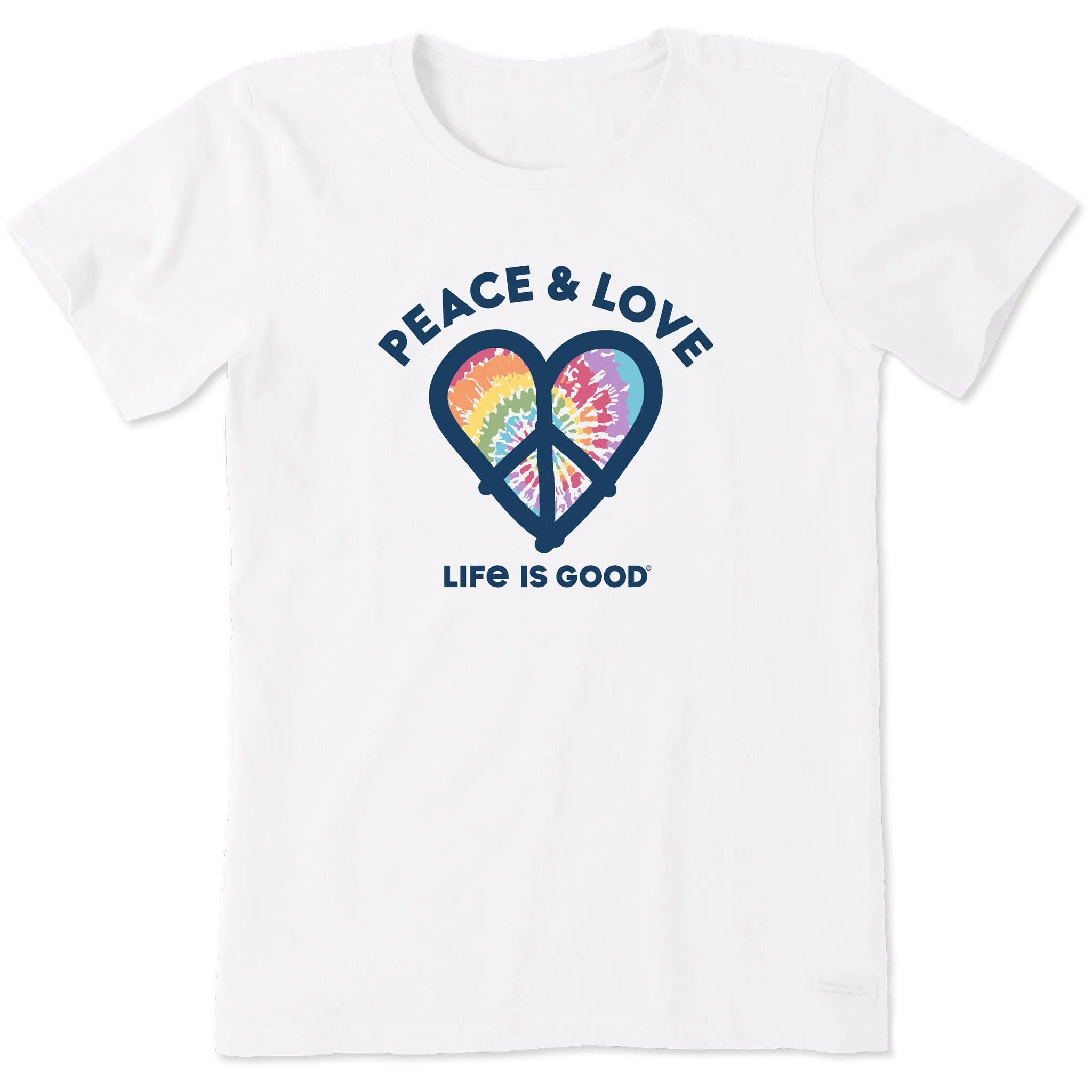 Women's Peace and Love Tie Dye Heart Short Sleeve Tee