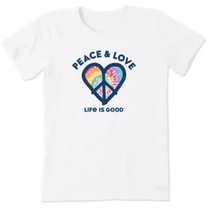 Women's Peace and Love Tie Dye Heart Short Sleeve Tee