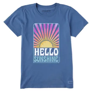 Women's Tie Dye Hello Sunshine Retro Short Sleeve Tee