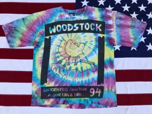 WOODSTOCK - Saugerties New York August 13/14th 1994 Original Vintage Rock T-Shirt Tie Dye by Rogue made in USA