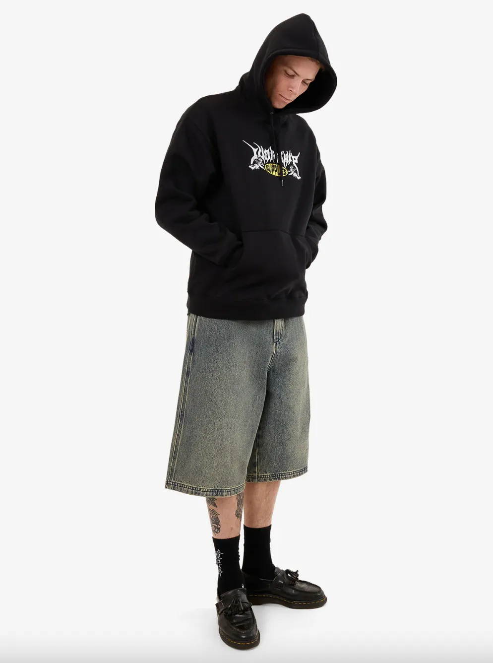 WORSHIP SUPPLIES MESSENGER PULL OVER HOOD - BLACK