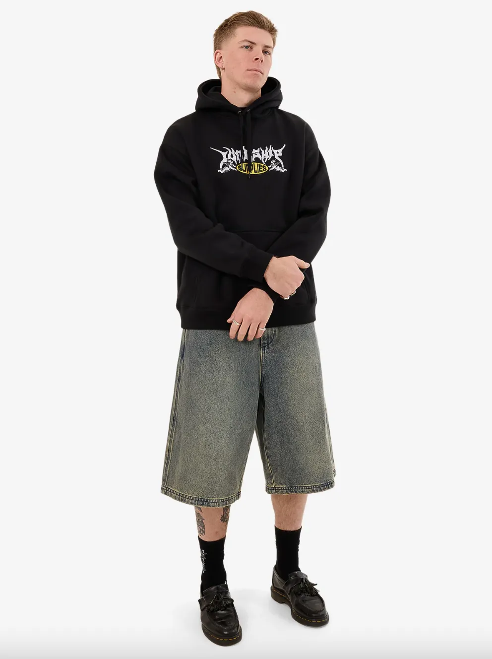 WORSHIP SUPPLIES MESSENGER PULL OVER HOOD - BLACK