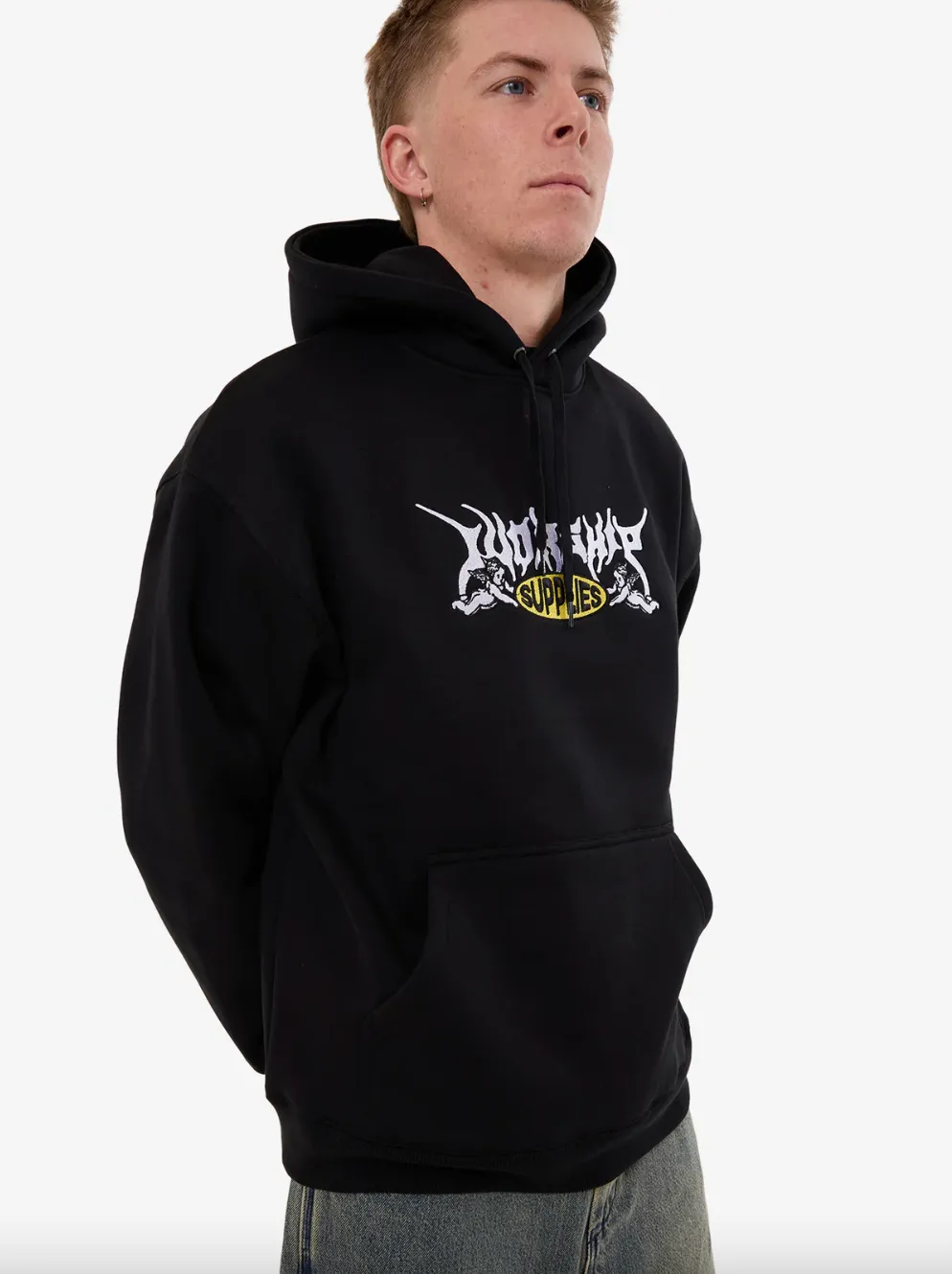 WORSHIP SUPPLIES MESSENGER PULL OVER HOOD - BLACK