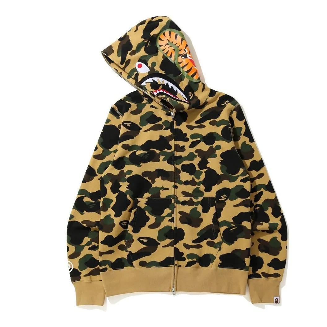 [XL] DS! A Bathing Ape Bape 1st Camo WGM Shark Full Zip Hoodie Yellow