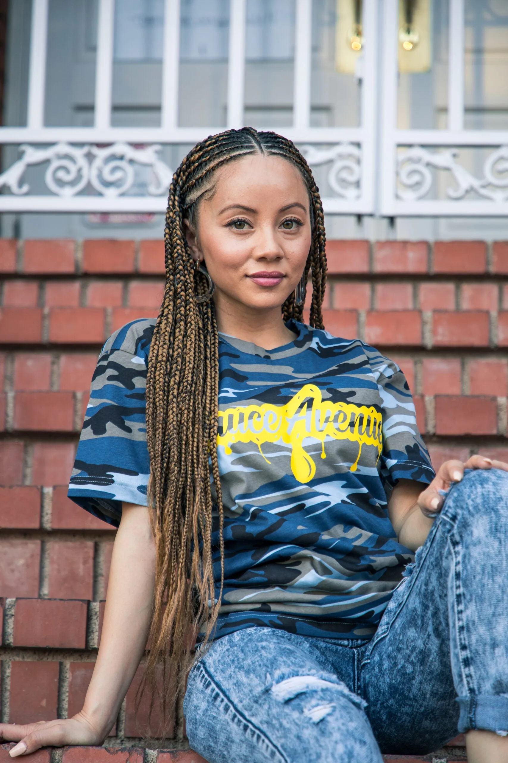 Yellow SA Drip | Blue Camo Tee