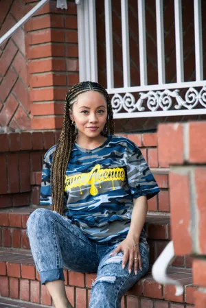 Yellow SA Drip | Blue Camo Tee