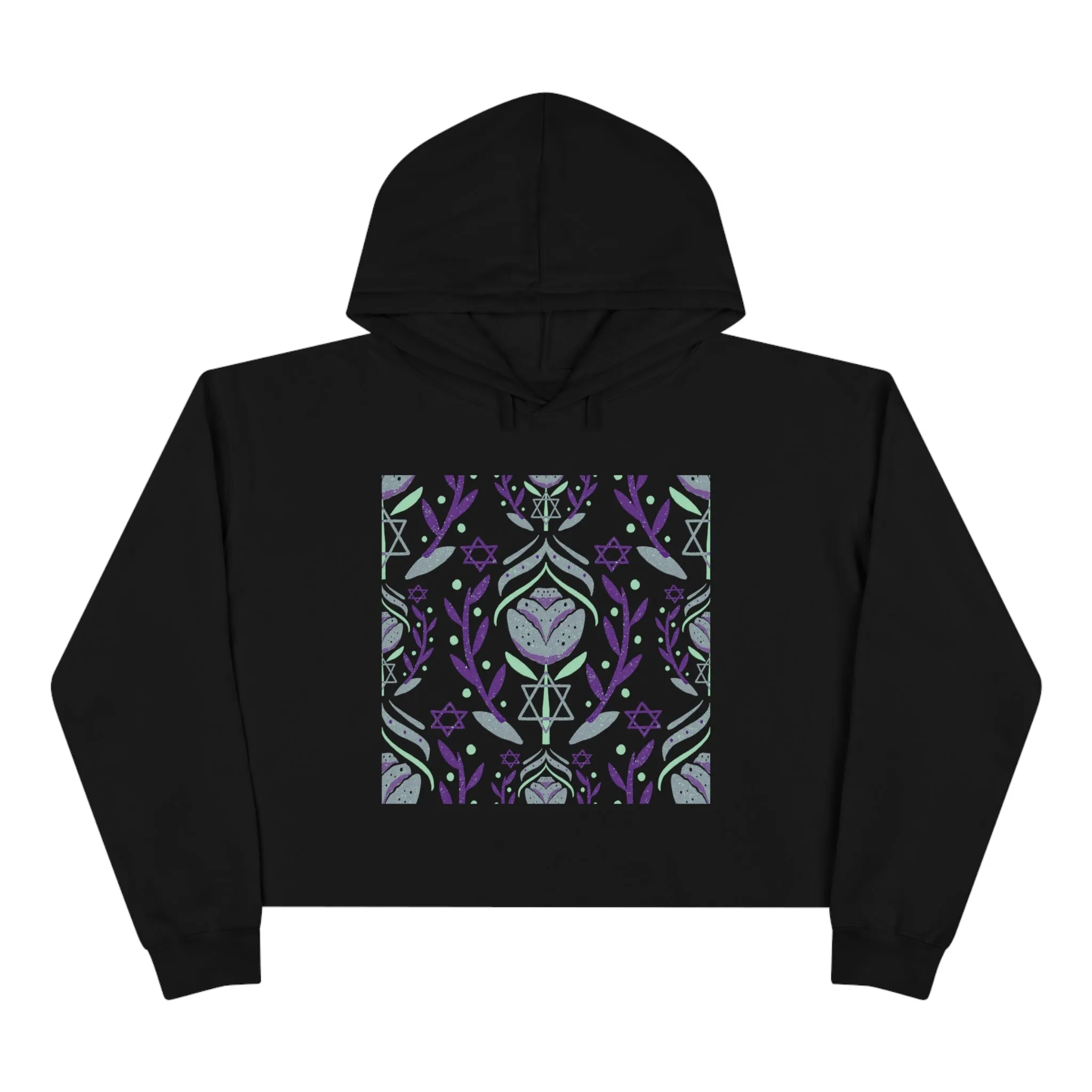 Yocheved Green & Purple Crop Hoodie