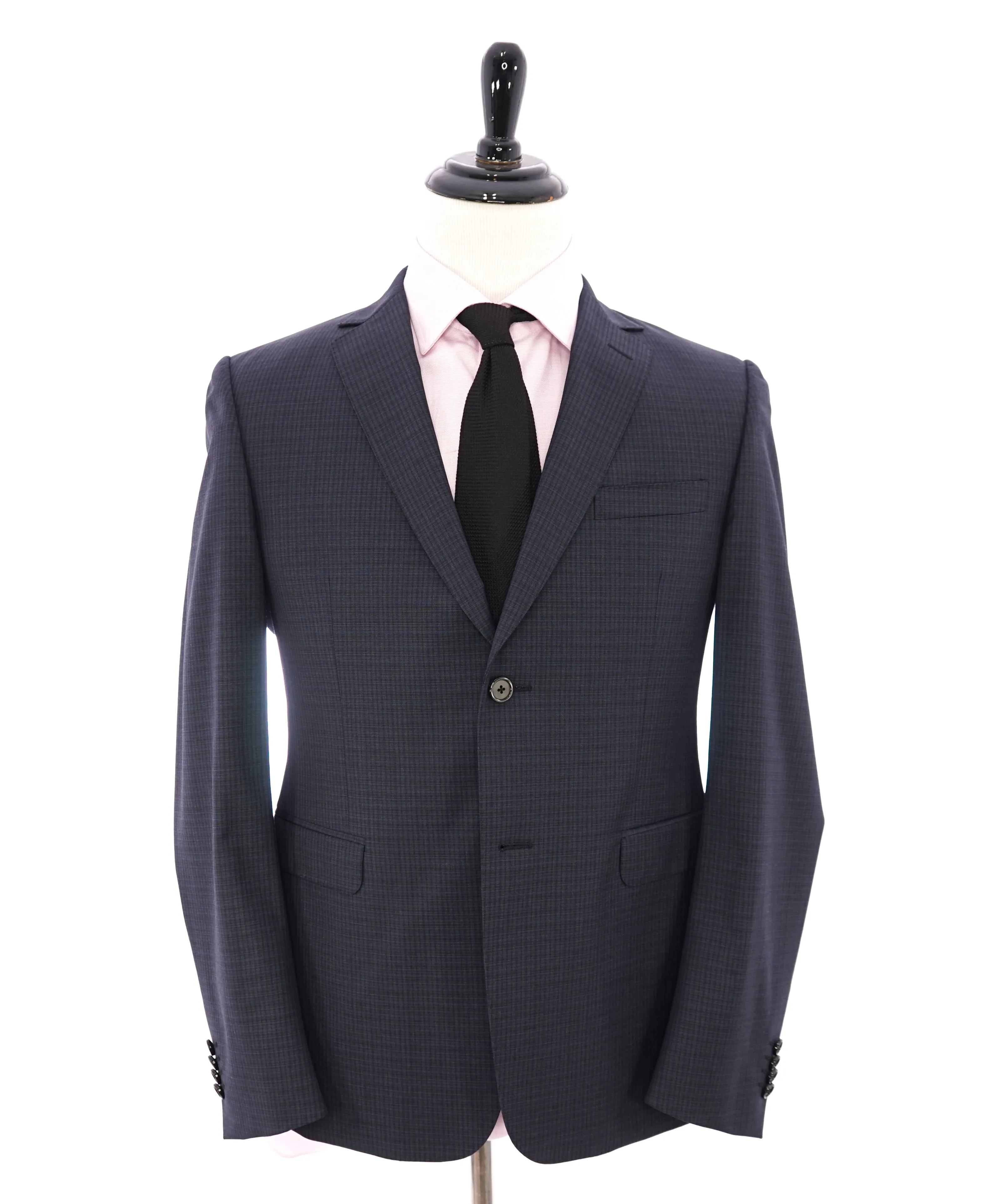 Z ZEGNA - Blue/Gray Multicolor Abstract Check Drop 8 Wool Suit - 40S